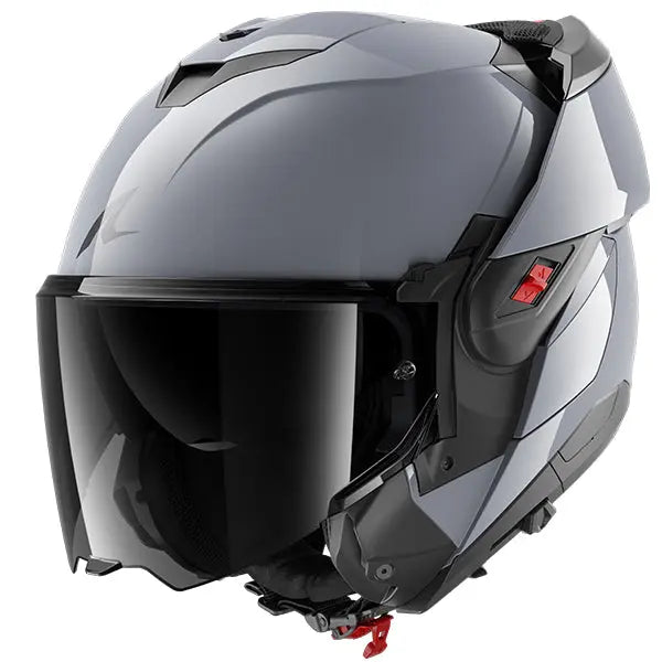 Shark OXO Flip Up Helmet Dark Shadow Silver FREE 1 YEAR Returns, FREE UK Delivery | ThrottleChimp