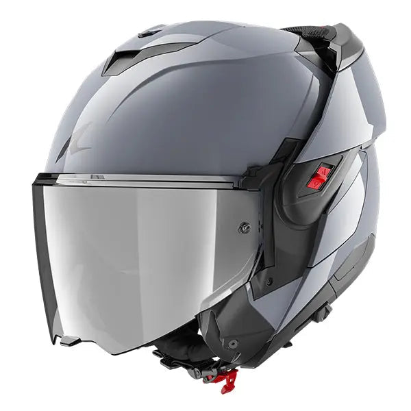 Shark OXO Flip Up Helmet Dark Shadow Silver FREE 1 YEAR Returns, FREE UK Delivery | ThrottleChimp