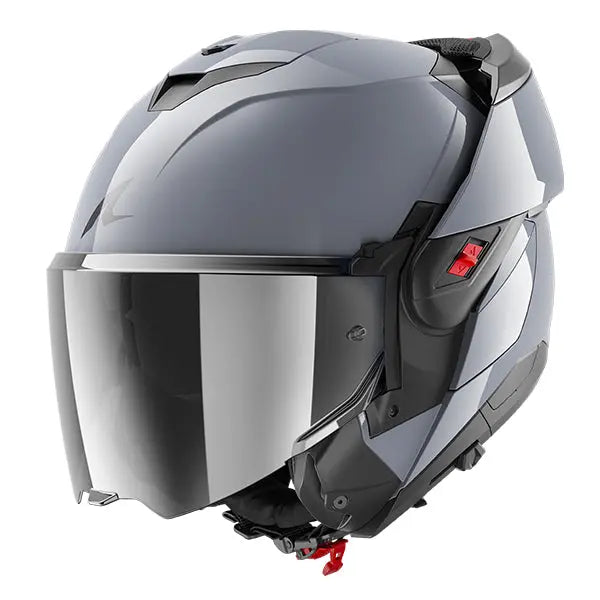 Shark OXO Flip Up Helmet Dark Shadow Silver FREE 1 YEAR Returns, FREE UK Delivery | ThrottleChimp