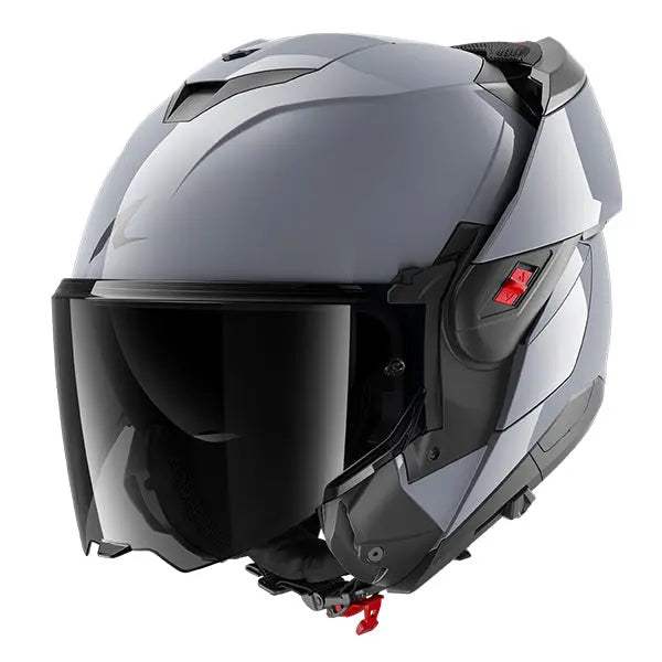 Shark OXO Flip Up Helmet Dark Shadow Silver FREE 1 YEAR Returns, FREE UK Delivery | ThrottleChimp