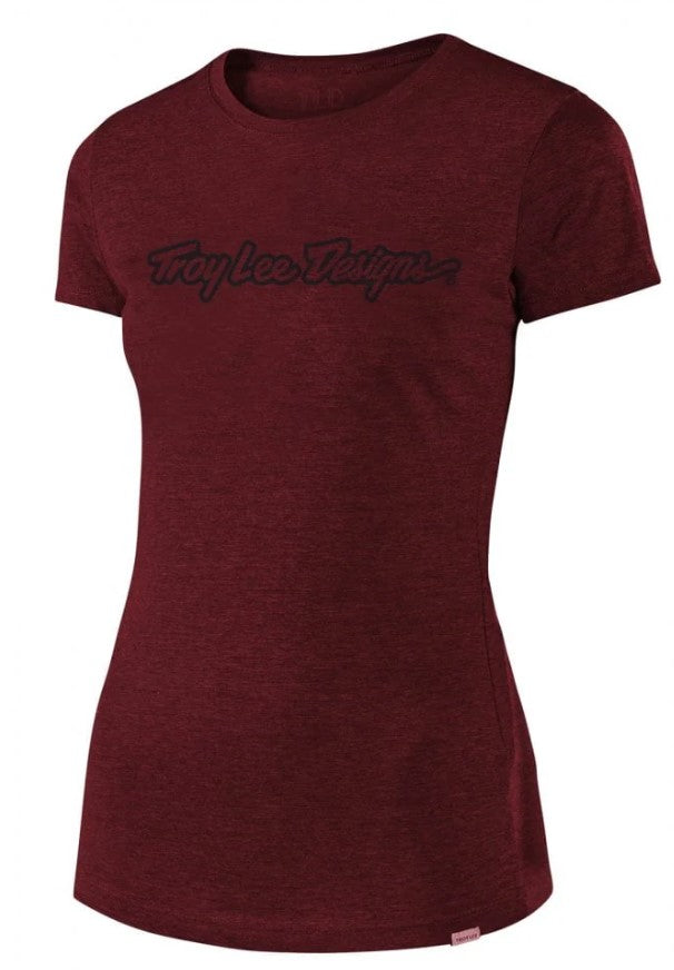 Troy Lee Designs Signature Ladies T-Shirt Maroon FREE 1 YEAR Returns, FREE UK Delivery | ThrottleChimp