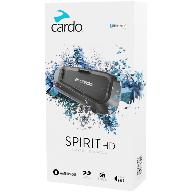 Cardo Spirit HD Single Bluetooth Intercom System Black - ThrottleChimp