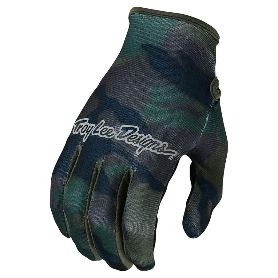 Troy Lee Designs Flowline Textile Gloves Brushed Camo Army - ThrottleChimp