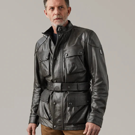 Belstaff Trialmaster Leather Jacket Antique Black FREE 1 YEAR Returns, FREE UK Delivery | ThrottleChimp