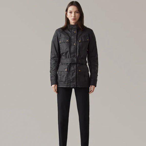 Belstaff Trialmaster Ladies Waxed Cotton Jacket Black (Image 3) - ThrottleChimp