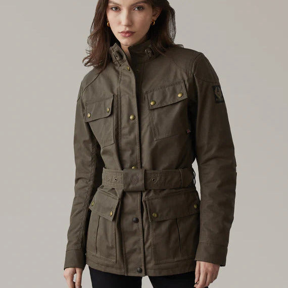 Belstaff Trialmaster Ladies Waxed Cotton Jacket Forest Green (Image 2) - ThrottleChimp