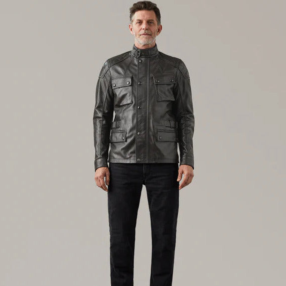 Belstaff Turner Hand Waxed Leather Jacket Antique Black (Image 3) - ThrottleChimp