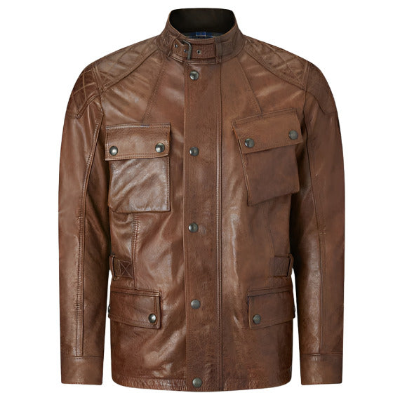 Belstaff Turner Hand Waxed Leather Jacket Burnt Cuero - ThrottleChimp