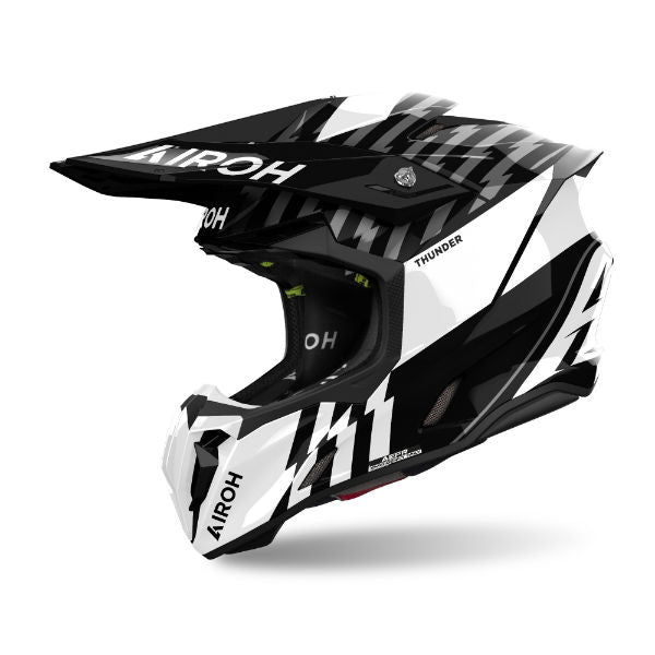 Airoh Twist 3 Thunder MX Helmet Gloss Black / White FREE 1 YEAR Returns, FREE UK Delivery | ThrottleChimp