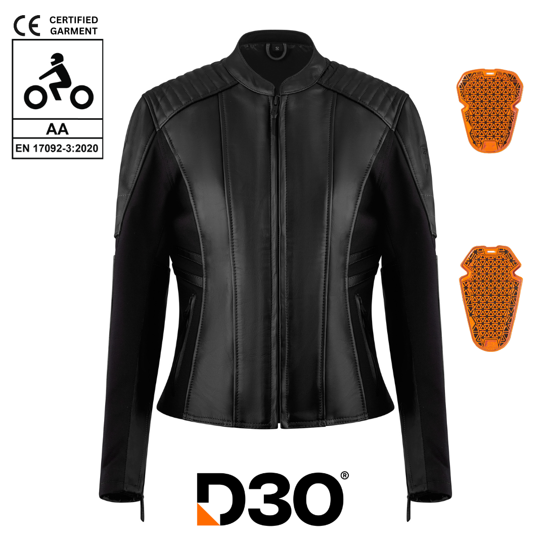 MotoGirl Amelia Ladies Leather Jacket Black FREE 1 YEAR Returns, FREE UK Delivery | ThrottleChimp