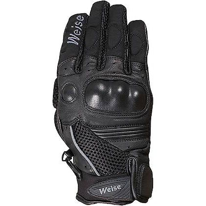 Weise Airflow Plus Leather Gloves Black / Black - ThrottleChimp