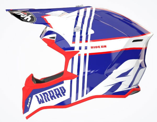 Airoh Wraap Youth Broken MX Helmet Broken Gloss Blue / Red FREE 1 YEAR Returns, FREE UK Delivery | ThrottleChimp