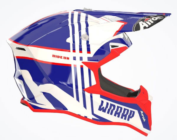 Airoh Wraap Youth Broken MX Helmet Broken Gloss Blue / Red FREE 1 YEAR Returns, FREE UK Delivery | ThrottleChimp