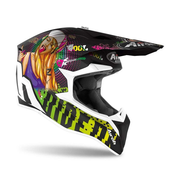 Airoh Wraap Youth MX Helmet Matt Pin Up FREE 1 YEAR Returns, FREE UK Delivery | ThrottleChimp