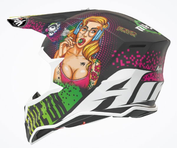 Airoh Wraap Youth MX Helmet Matt Pin Up FREE 1 YEAR Returns, FREE UK Delivery | ThrottleChimp