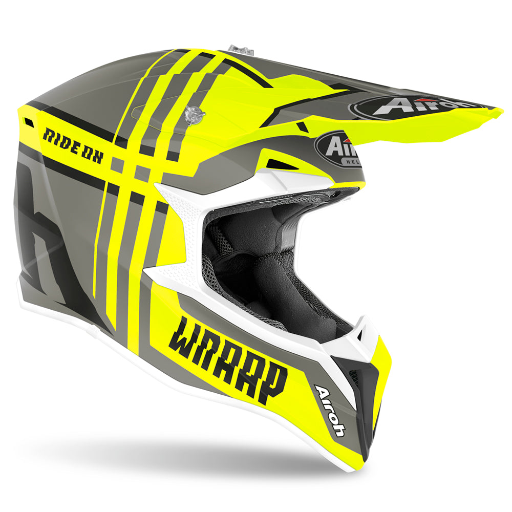 Airoh Wraap Broken Motocross Helmet Matt Yellow FREE 1 YEAR Returns, FREE UK Delivery | ThrottleChimp