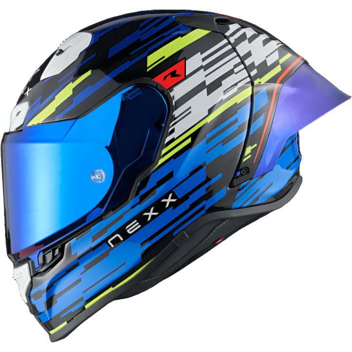 Nexx X.R3R Glitch Racer Full Face Helmet Blue / Neon - ThrottleChimp