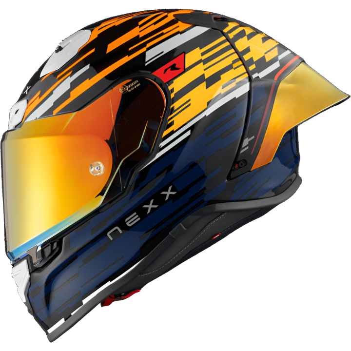 Nexx X.R3R Glitch Racer Full Face Helmet Orange / Blue FREE 1 YEAR Returns, FREE UK Delivery | ThrottleChimp