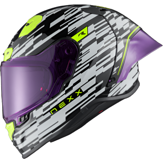 Nexx X.R3R Glitch Racer Full Face Helmet White / Neon FREE 1 YEAR Returns, FREE UK Delivery | ThrottleChimp