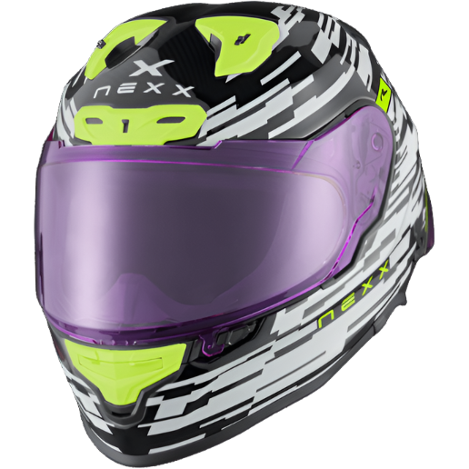 Nexx X.R3R Glitch Racer Full Face Helmet White / Neon (Image 2) - ThrottleChimp