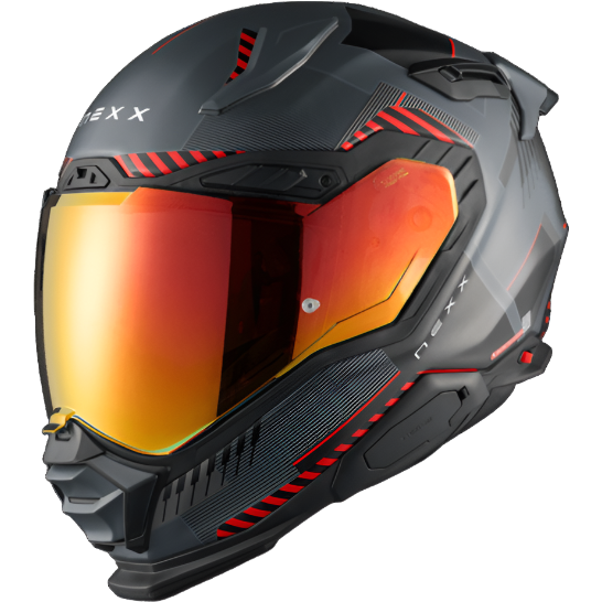 Nexx X.WST3 Fluence Full Face Helmet Matt Grey / Red - ThrottleChimp