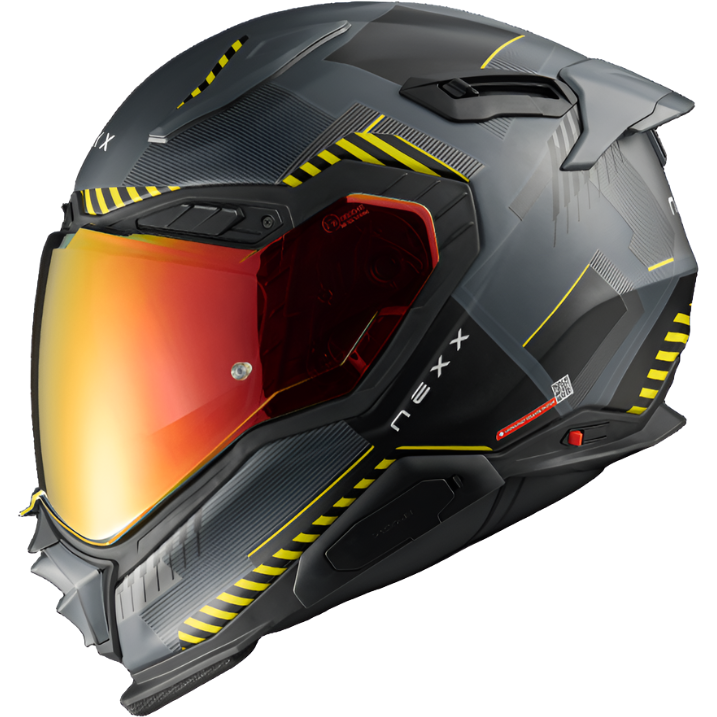 Nexx X.WST3 Fluence Full Face Helmet Matt Grey / Yellow - ThrottleChimp