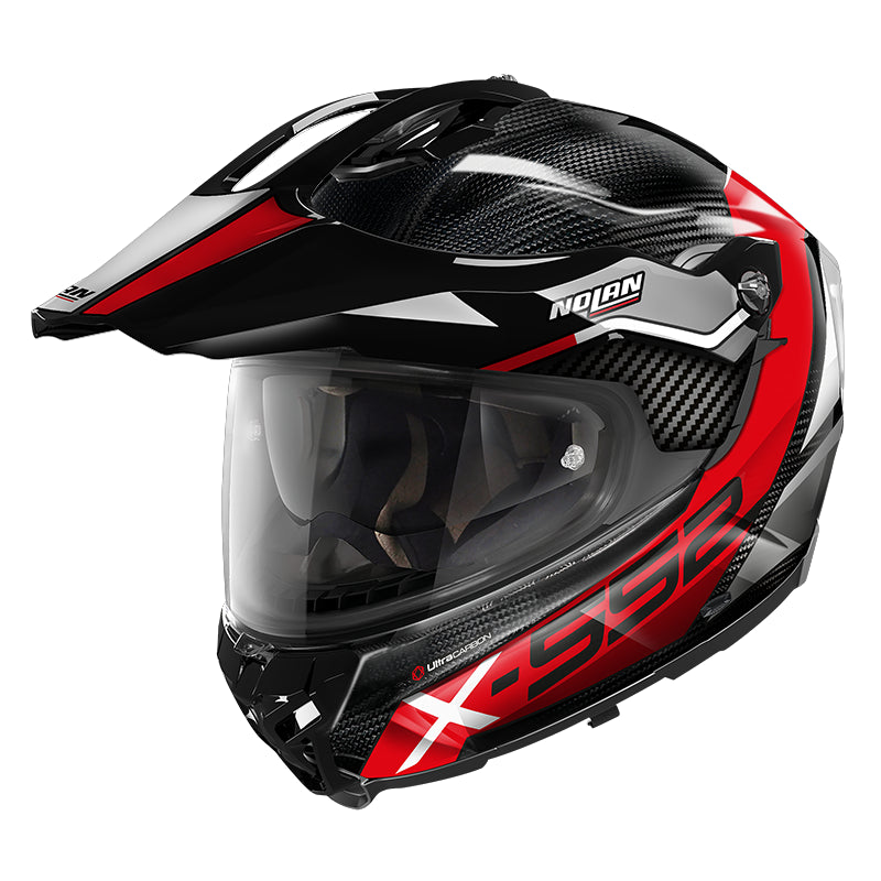 Nolan X-552 Ultra Carbon Dinamo N-Com Adventure Helmet Carbon / Red - ThrottleChimp