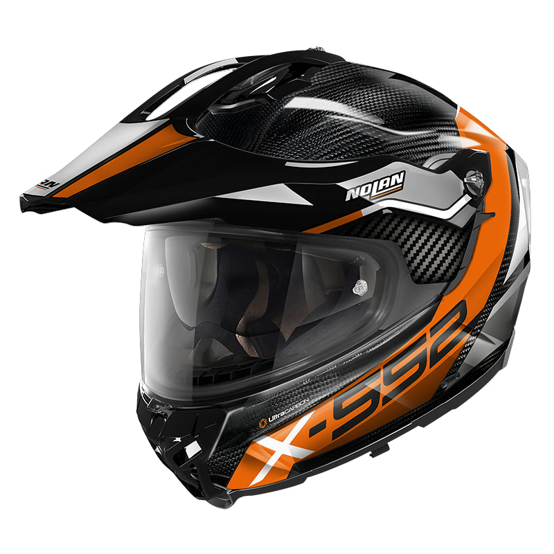 Nolan X-552 Ultra Carbon Dinamo N-Com Adventure Helmet Carbon / Orange FREE 1 YEAR Returns, FREE UK Delivery | ThrottleChimp