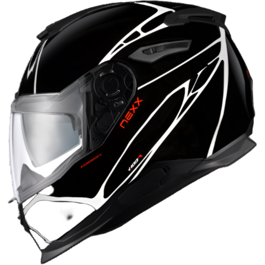 Nexx Y.100 B-Side Full Face Helmet Black / White - ThrottleChimp