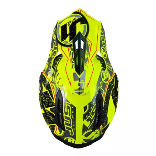 Just1 J12 Carbon MX Helmet Stamp Fluo Yellow FREE 1 YEAR Returns, FREE UK Delivery | ThrottleChimp