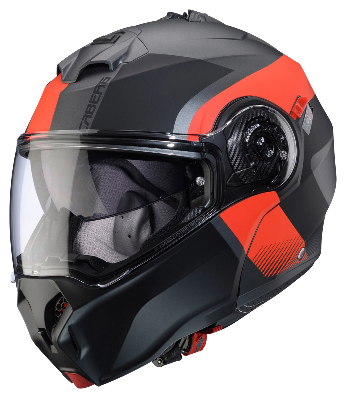 Caberg Duke Evo Indy Flip-Up Helmet Matt Gun Metal / Fluo Red / Black