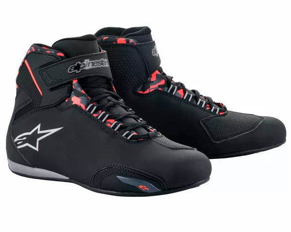 Alpinestars Sektor Waterproof Shoes Black / Grey / Red FREE 1 Year Return, FREE UK Shipping | ThrottleChimp