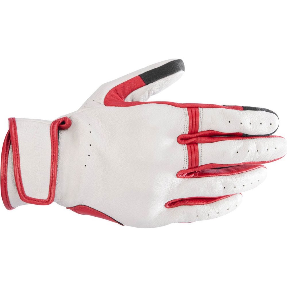 Alpinestars Dyno Leather Gloves Ecru Ruby Red / White - ThrottleChimp