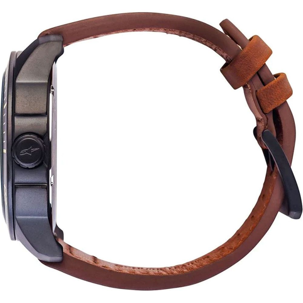 Alpinestars Tech 3H Leather Strap Brown Watch Matt Black / Black (Image 4) - ThrottleChimp