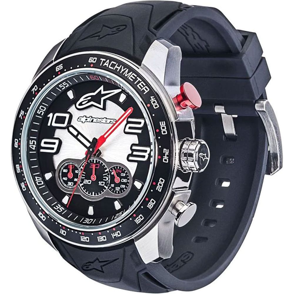 Alpinestars Tech Chrono Silicone Strap Watch Black / Steel / Blue - ThrottleChimp