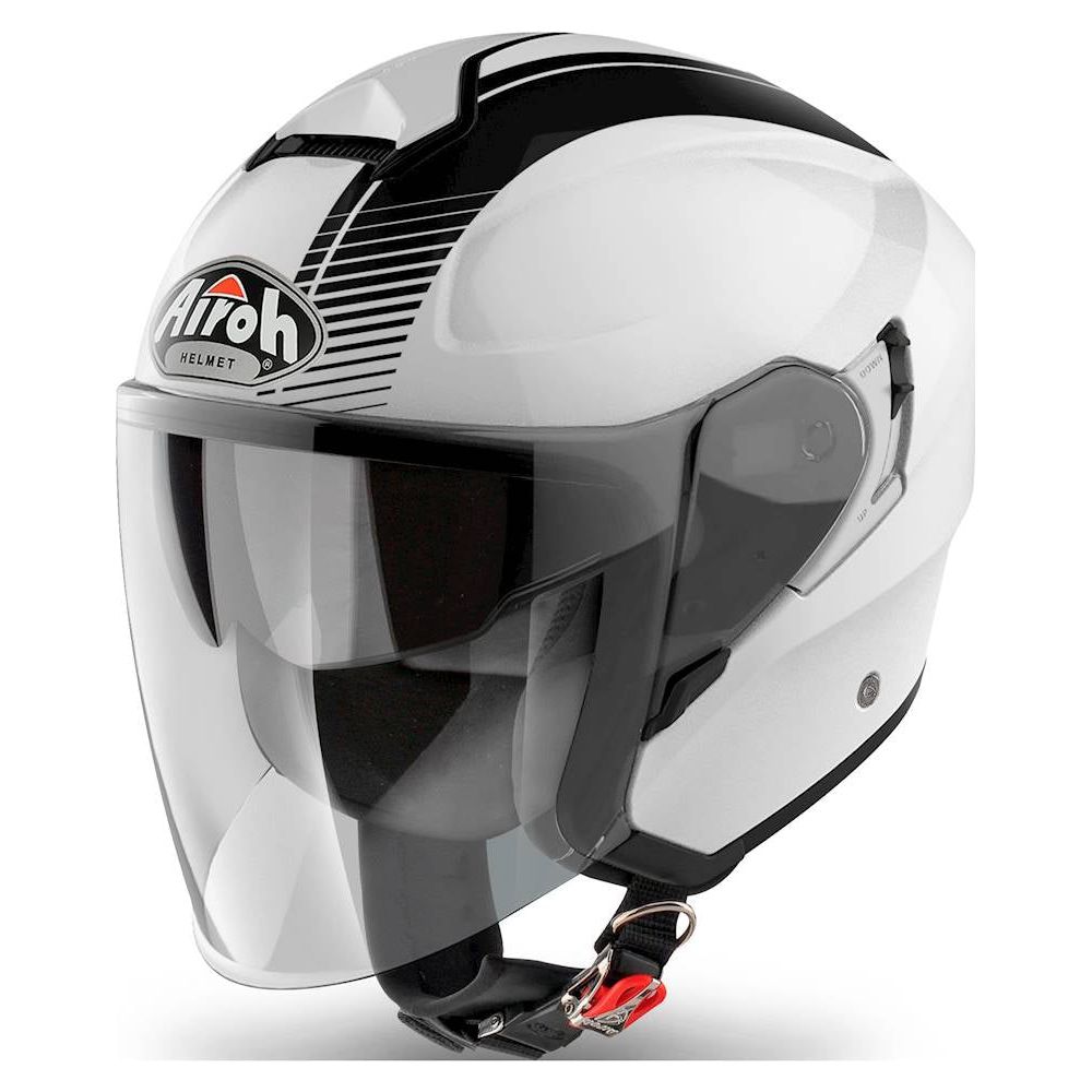 Airoh Hunter Jet Open Face Helmet Simple Gloss White FREE 1 YEAR Returns, FREE UK Delivery | ThrottleChimp