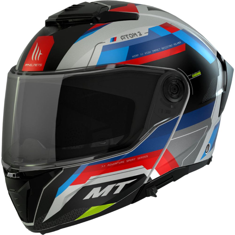 MT Atom 2 Bast B7 Flip-Up Helmet Gloss Red / White / Blue - ThrottleChimp