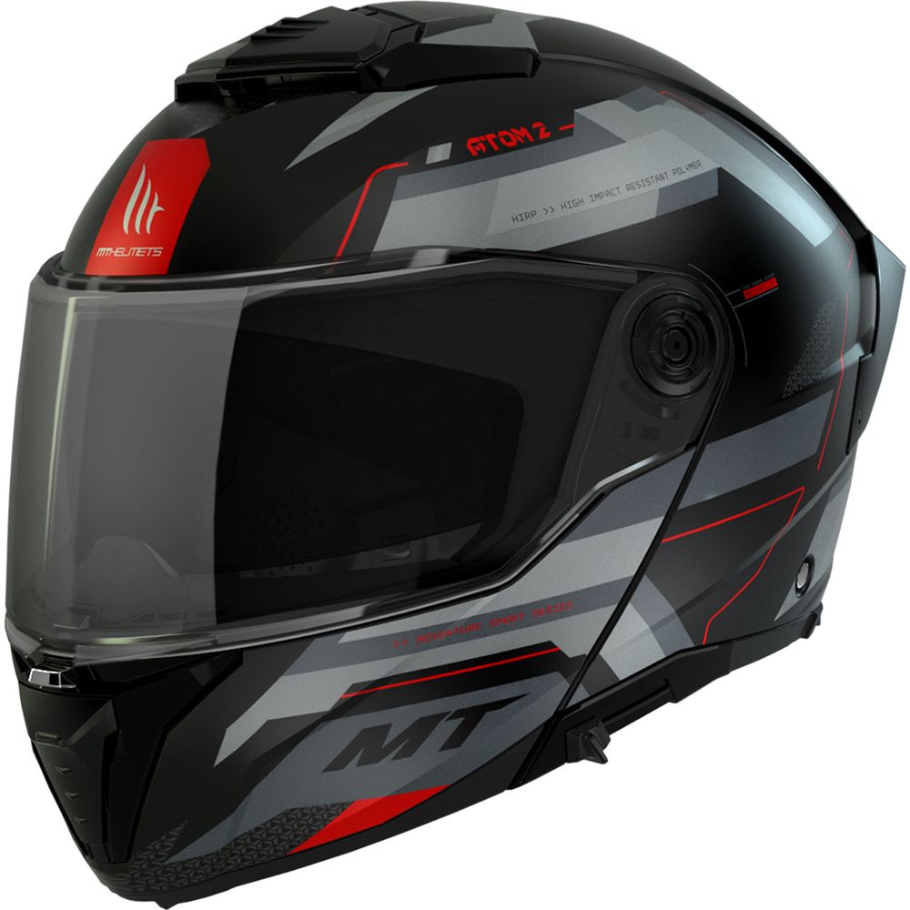 MT Atom 2 Bast D5 Flip-Up Helmet Matt Black / Grey - ThrottleChimp