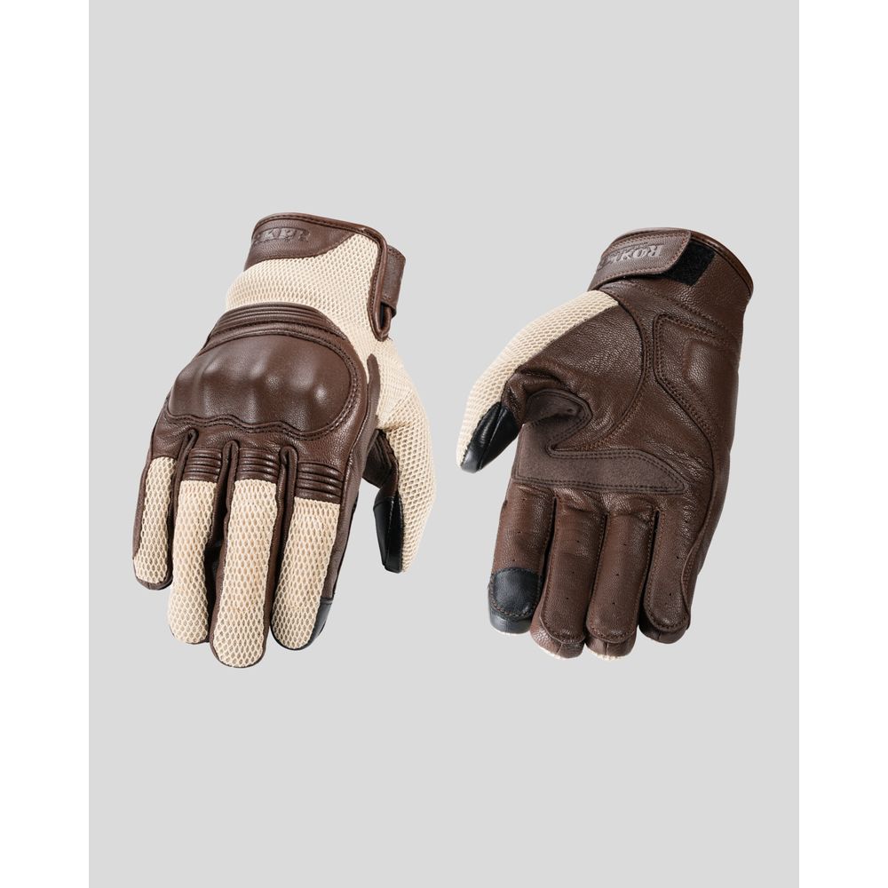 Rokker Austin Mesh Leather Gloves Beige FREE 1 YEAR Returns, FREE UK Delivery | ThrottleChimp