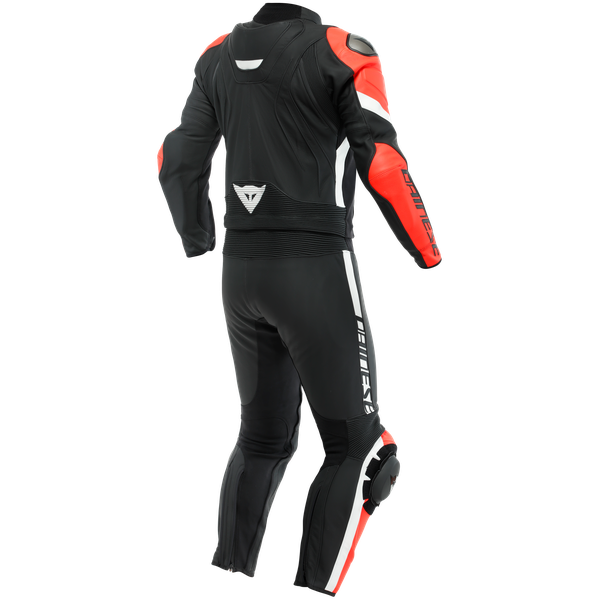 Dainese Avro 4 Two Piece Leather Suit Matt Black / Fluo Red / White (Image 3) - ThrottleChimp