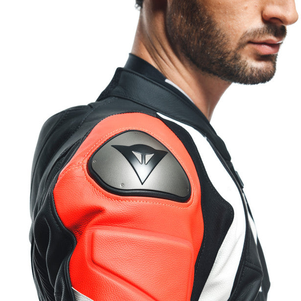 Dainese Avro 4 Two Piece Leather Suit Matt Black / Fluo Red / White (Image 9) - ThrottleChimp