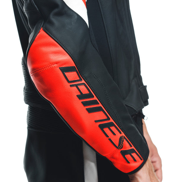 Dainese Avro 4 Two Piece Leather Suit Matt Black / Fluo Red / White (Image 10) - ThrottleChimp