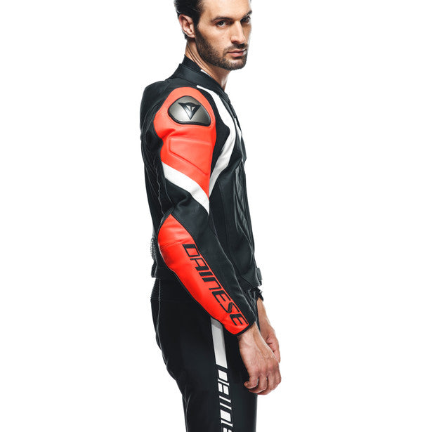 Dainese Avro 4 Two Piece Leather Suit Matt Black / Fluo Red / White (Image 7) - ThrottleChimp