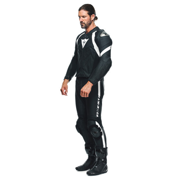 Dainese Avro 4 S/T Two Piece Leather Suit Matt Black / Matt Black / White FREE 1 YEAR Returns, FREE UK Delivery | ThrottleChimp