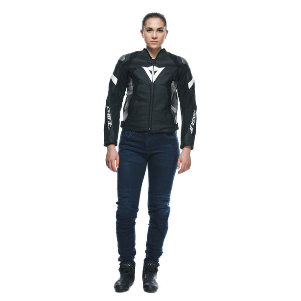 Dainese Avro 5 Ladies Leather Jacket Black / Black / White FREE 1 YEAR Returns, FREE UK Delivery | ThrottleChimp