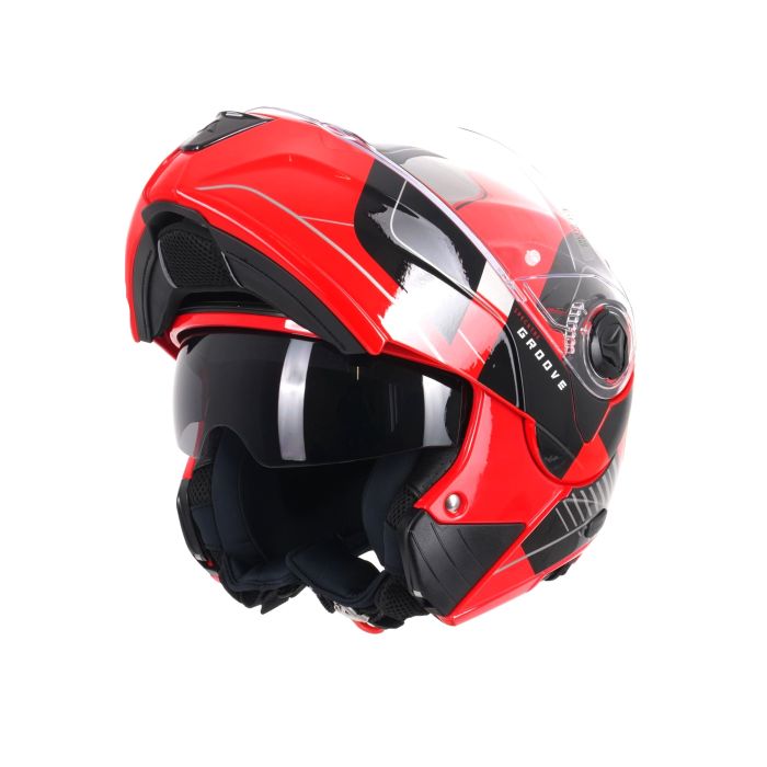 Airoh Specktre Flip Up Helmet Groove Gloss Red FREE 1 YEAR Returns, FREE UK Delivery | ThrottleChimp