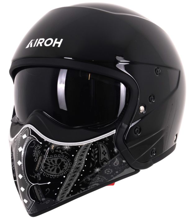 Airoh J-110 Convertible Helmet Paesly Gloss Black FREE 1 YEAR Returns, FREE UK Delivery | ThrottleChimp