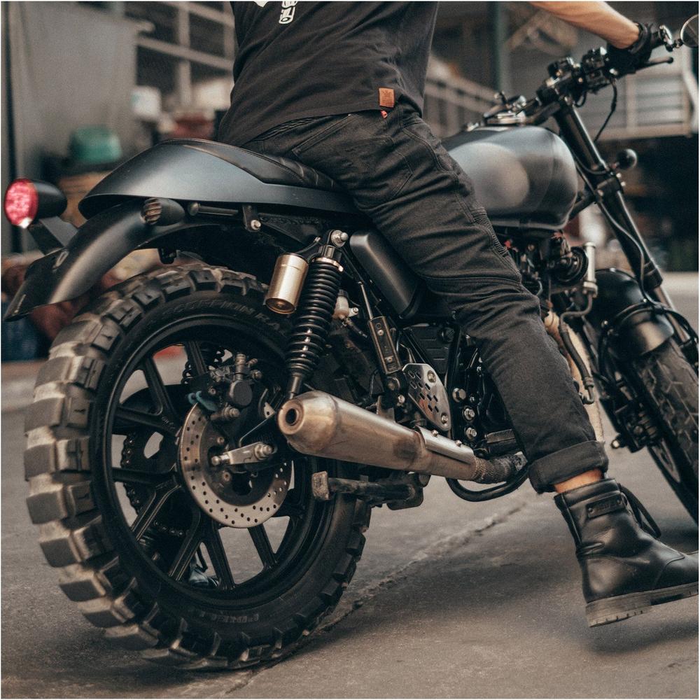 Pando Moto KarlDo Slim Fit Denim Jeans Black (Image 7) - ThrottleChimp