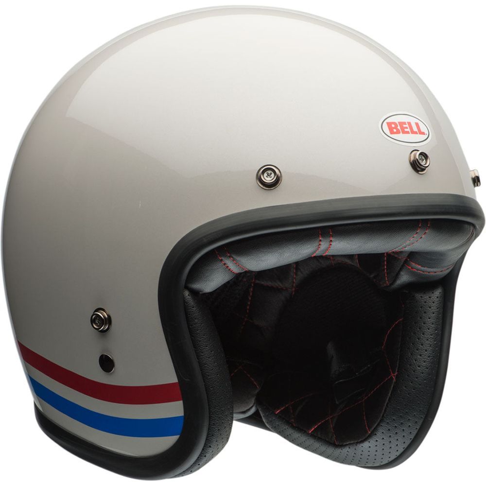 Bell Custom 500 ECE6 Stripes PRL Open Face Helmet White (Image 3) - ThrottleChimp