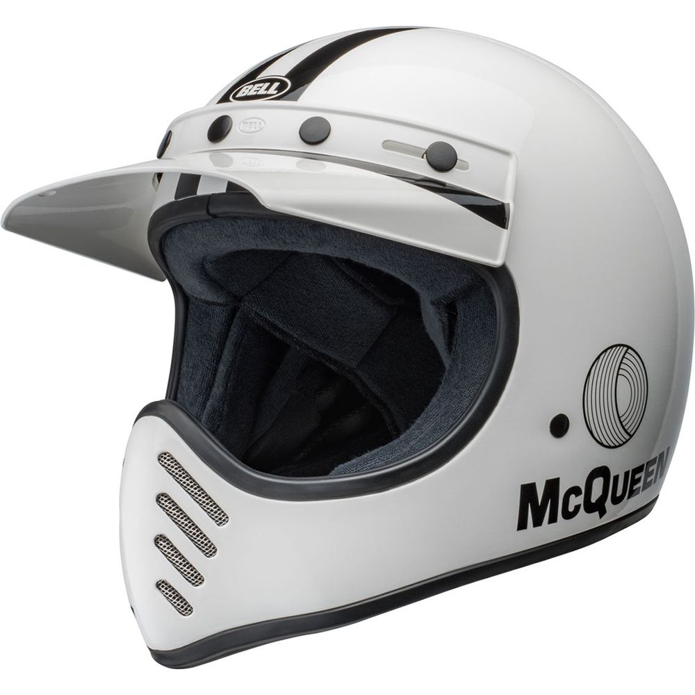 Bell Moto 3 Steve Mcqueen Adventure Helmet Gloss White / Black - ThrottleChimp